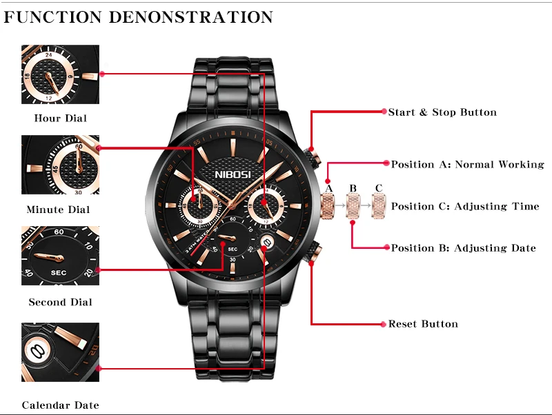 Relogio Masculino Esportivo NIBOSI Sport Watches For Men Top Brand Luxury Waterproof Men Watch Leather Strap Black Clock Male    (4)