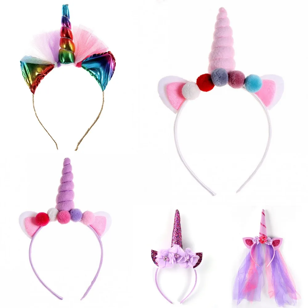

Unicorn Horn Headband with Mini Pom Pom Gold Unicorn Crown Party Unicorn Gift for Girls