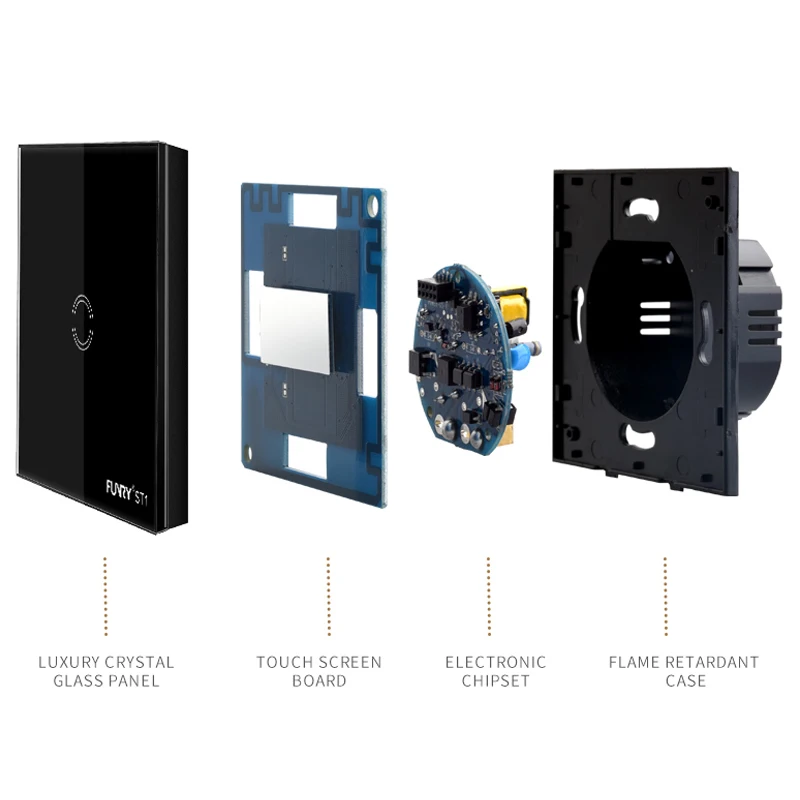 Pаспродажа FUNRY ST1 1 комплект 1 способ ЕС Стандартный сенсорный выключатель стеклянная панель настенный светильник сенсорный выключатель 170 240 в 86*86*36 мм ...