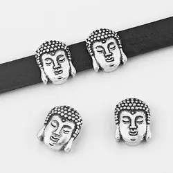 10 шт античный серебряный тайский будда головной ползунок разделитель для бусин для 10 мм плоский кожаный