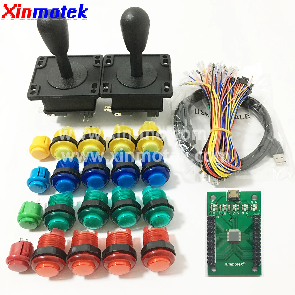 

2 Players LED Arcade Game DIY Accessories Kit XM-11 for PC Raspberry Pi / American Style joystick and Illuminated push buttons