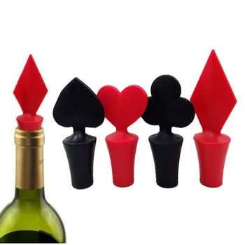 

4PC Silicone Poker Shaped Wine Stoppers Leak Free Wine Bottle Sealers Red Wine and Beer Bottle Cap