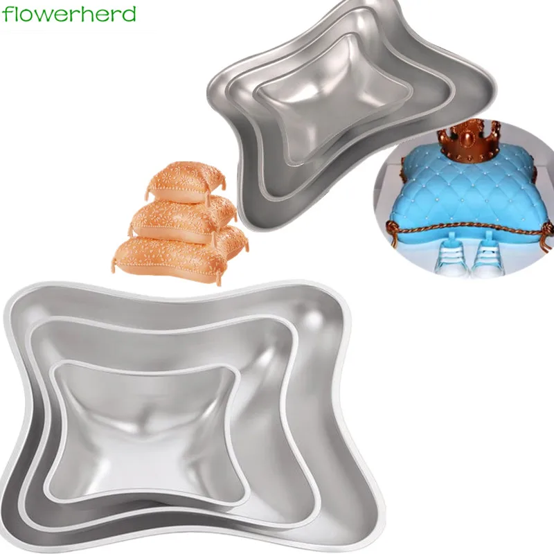 3pcs/lot Pillow Cake Baking Pan Aluminum Cake Mold Set Anodized