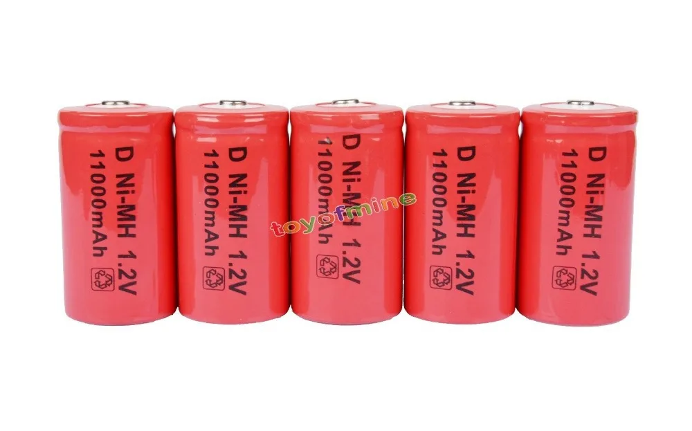 5x D размер Перезаряжаемые Ni-MH 1,2 V 11000 mAh Батарея красный M1 красный