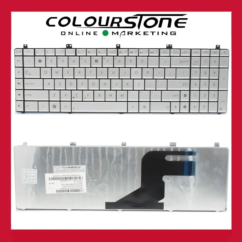 

N55 US laptop keyboard For Asus N55X N55S N55SF N55SL N75S N75SF N75SL Silver replacement notebook keyboard MP-11A13US69202