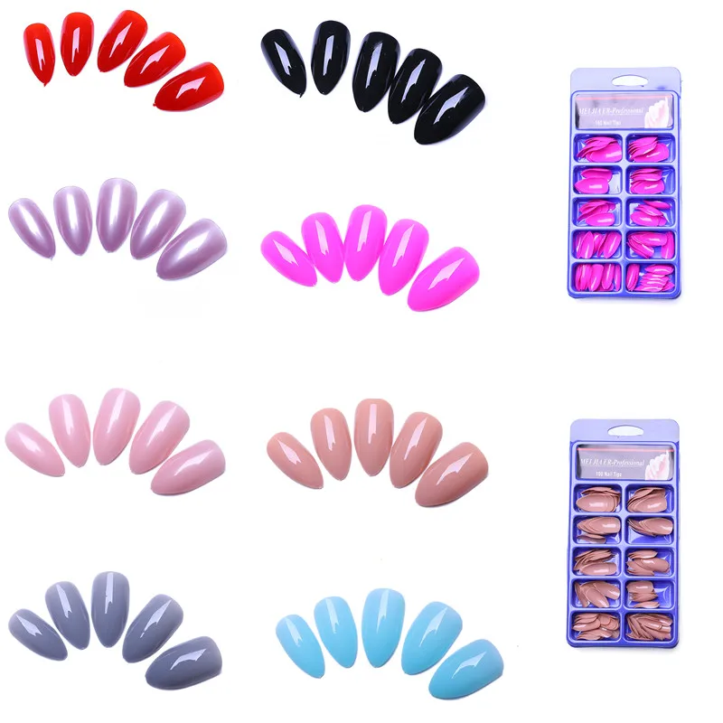 

Fake Nails 100pcs StilettoDesigns Faux Ongles Full Cover False Nails Artificial Tips 8 Different Colors Optional Nails Salon