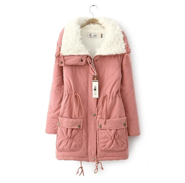 New Fashion Women Turn Down Collar Thicken Warm Lady Slim Winter Jacket And Coats Plus Size Coat Female Lamb's Wool Jacket JT350 (1)