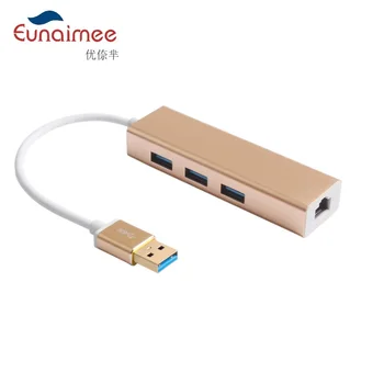 

New 3 Ports USB 3.0 Gigabit Ethernet Lan RJ45 Network Adapter Hub to 1000Mbps