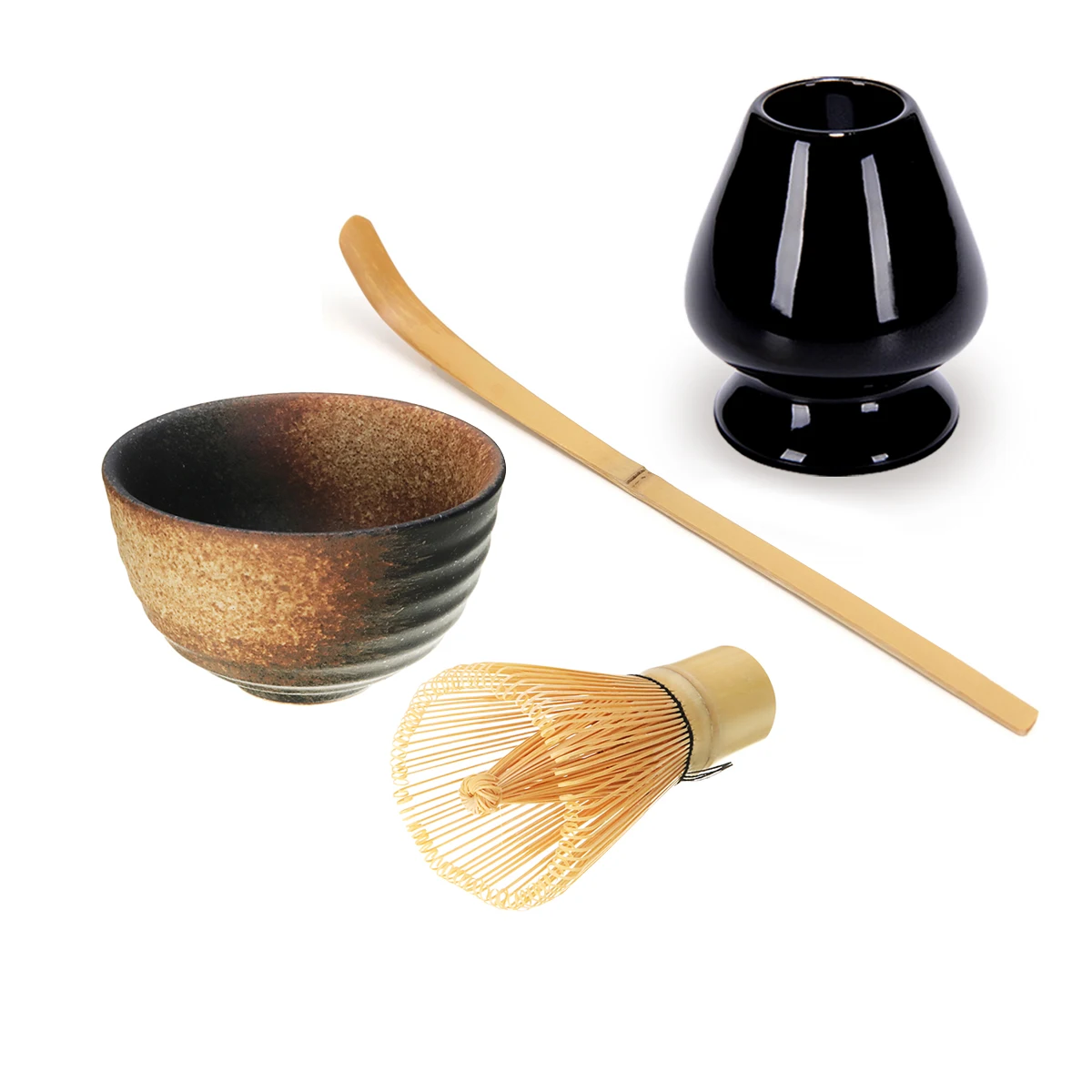 4 قطعة/المجموعة التقليدية ماتشا Giftset الطبيعي الخيزران ماتشا خفقت سكوب Ceremic ماتشا عاء خفقت حامل اليابانية نمط أطقم شاي