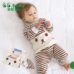 Хлопковые Пижамные комплекты для маленьких мальчиков и девочек, осенне-зимний комплект одежды для новорожденных, комплекты одежды для