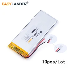 10pcs /Lot 3.7v lithium Li ion polymer rechargeable battery 2.54 1000mAh 353080 3.7V polymer battery car phone smart home
