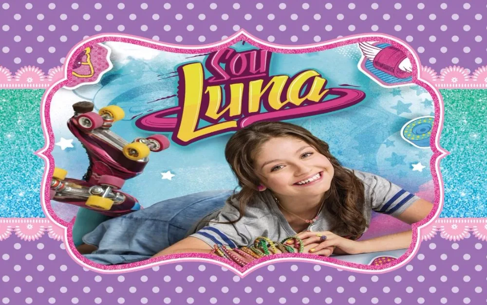 7 X5Ft Soy Luna Girl Purple Polka Dots Glitter Custom Photo Studio Sfondo Vinile 220Cm X 150Cm