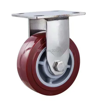 

4 pcs Hot Made in China Industrial heavy duty red PU caster 8 inch swivel caster with stainless steel fixed caster