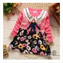 В году, новое весеннее Хлопковое платье с цветочным рисунком и длинными рукавами в Корейском стиле для девочек рекомендуемое детское платье для девочек от 0 до 3 лет Детские платья