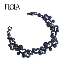 Черные браслеты с листьями для женщин, женский браслет-цепочка, стразы, кристаллы, готические ювелирные изделия для женщин brtj93