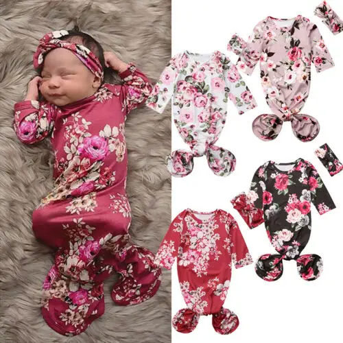

Flower Newborn Baby Girl Swaddle Wrap Blanket Sleeping Bag+Headband Set 0-6M