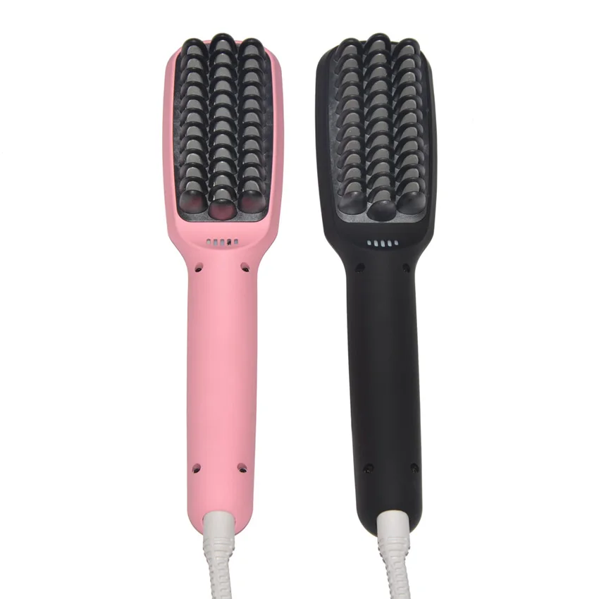 Queenme Iron Hair Straightener Brush Electric Fast Detangling Hair