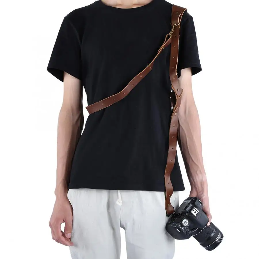 

Leather Camera Dual Shoulder Strap Quick Release Shoulder Strap Harness For Outdoor Photography SLR Accessories