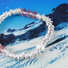 15 шт. розовый кристалл из бисера Серебряная пластина ссылка Браслеты#20283