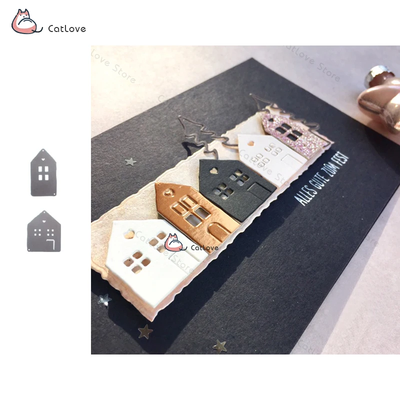 2PCS/Lot House Metal Cutting Dies Stencils For DIY Scrapbooking Paper Card Decorative Craft Embossing Die Cuts New 2019
