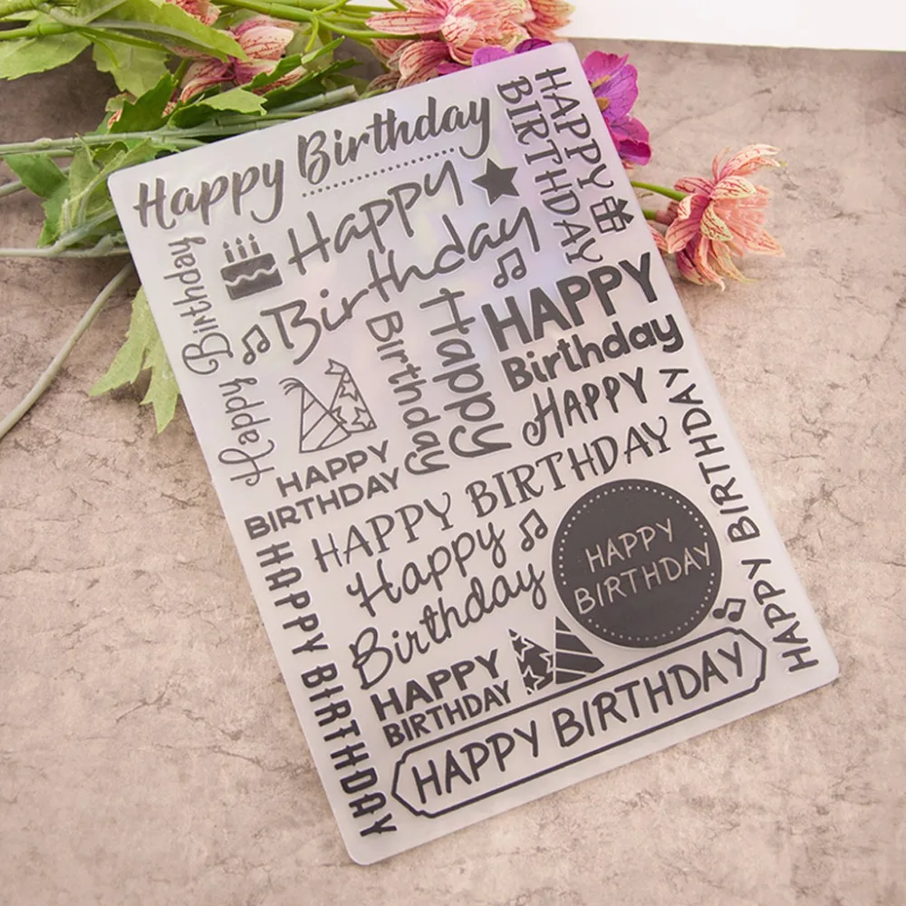 

Plastic Embossing Folder Template DIY Scrapbook Photo Album Card Making Decoration Crafts Happy Birthday