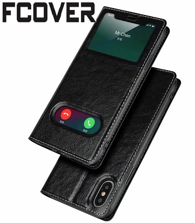 

Smart Front For Apple iphone XR & iphone XS Max Flip Case Magnetic Window View Book Stand Real Leather Protective Shell Cover