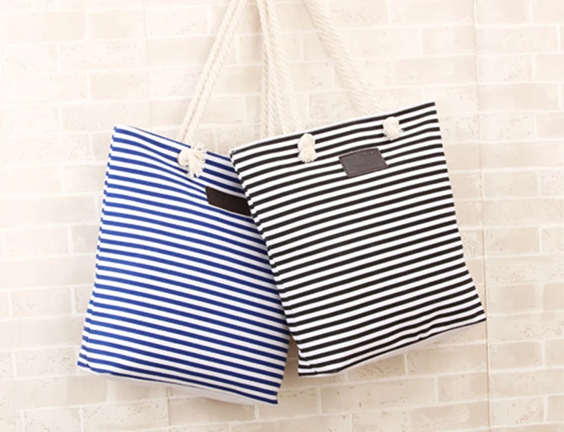 Новая стильная простая полосатая Хлопковая сумка модные сумочки для покупок женские холщовые сумки на плечо пляжная сумка-мессенджер ag для путешествий