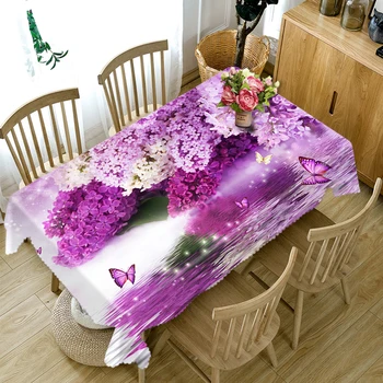 

Purple Lilac Flower Pattern 3D Tablecloth Dustproof Tablecloth Wedding Banquet Decoration Table Cloth Household Items