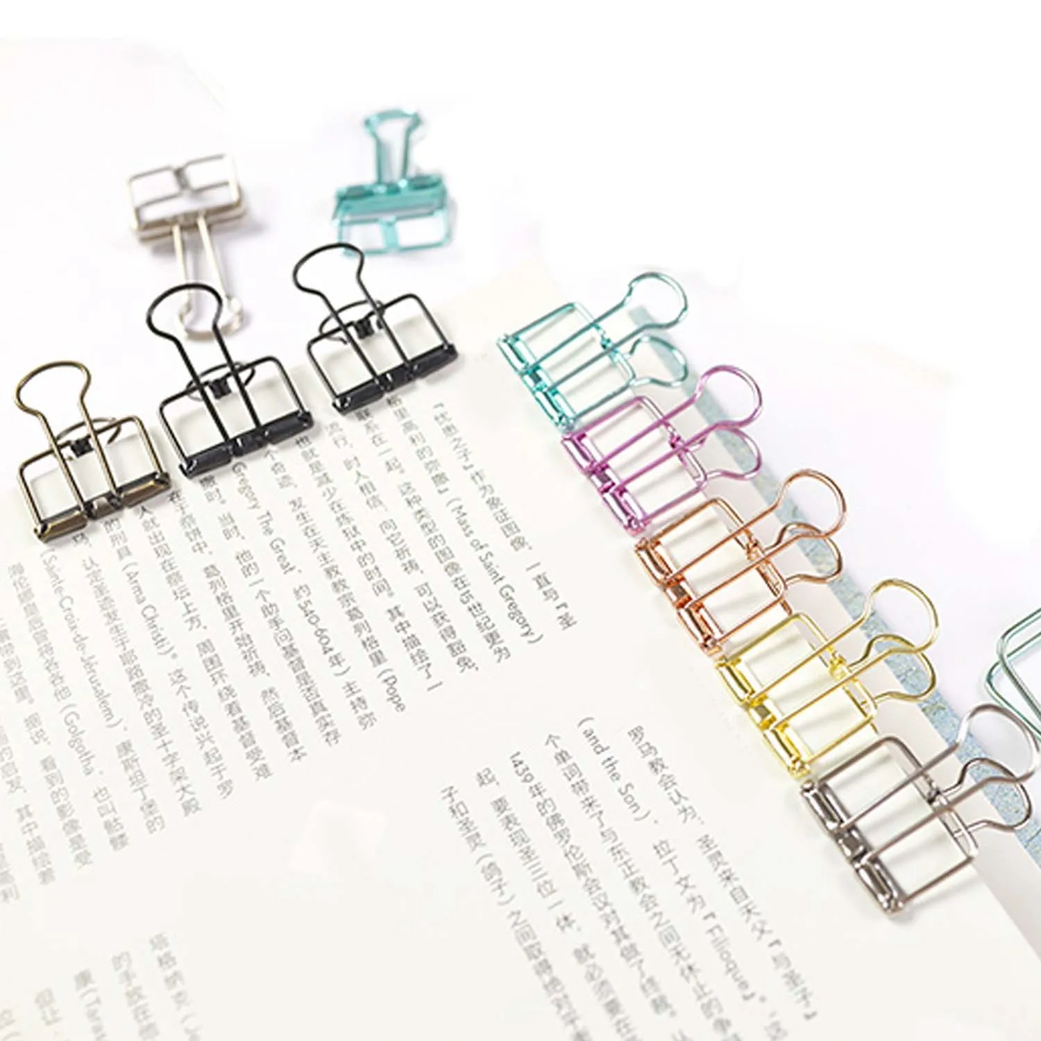 NC 10PCS Metal Wire Binder Clips Hollow Out Long Tail Rust Proof Clip