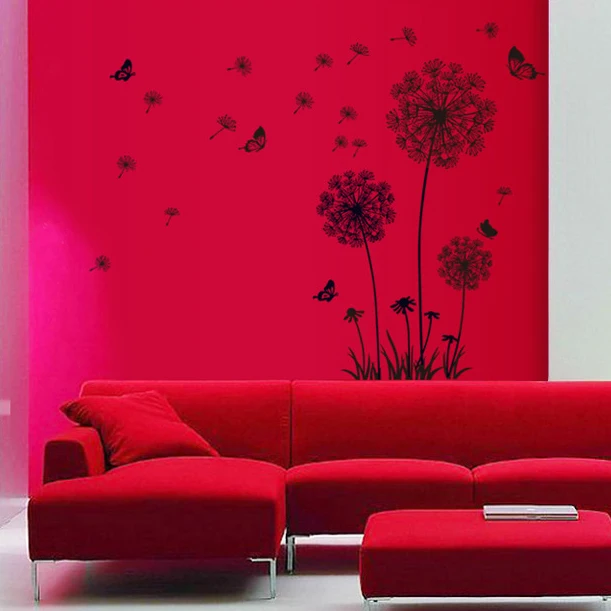 "Бабочка летит в Одуванчик" спальня гостиная наклейки стиль наклейки на стену дизайн ПВХ стены