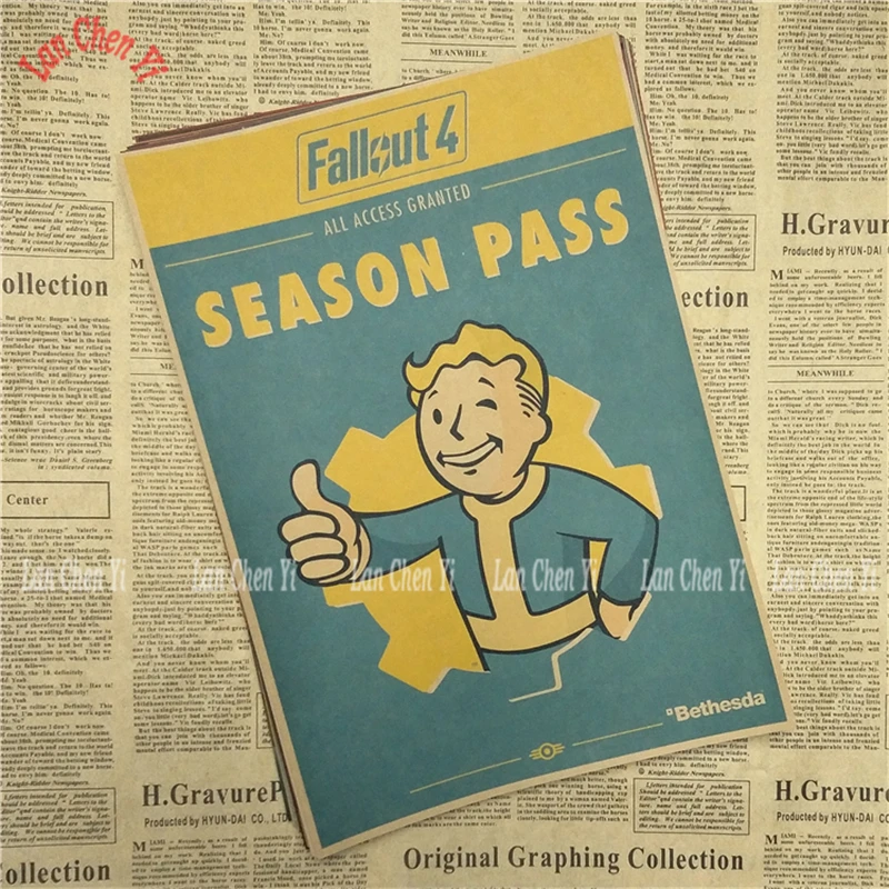Fallout Классическая игра крафт-бумага Плакат Бар Кафе гостиная столовая настенные декоративные картины - Цвет: Синий