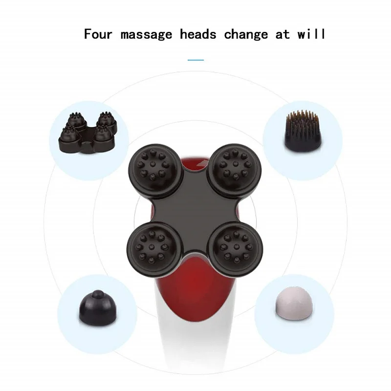 New Electric Neck Massager cordless back massage hammer Tissue Massager Cordless and Rechargeable Stick 6 Heads