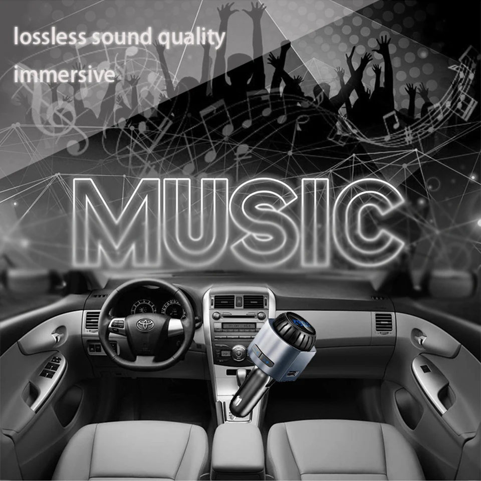 Bluetooth Mp3 плеер Автомобильный комплект fm-передатчик Aux модулятор USB быстрое зарядное устройство микрофон микро воспроизведение музыки FM радио