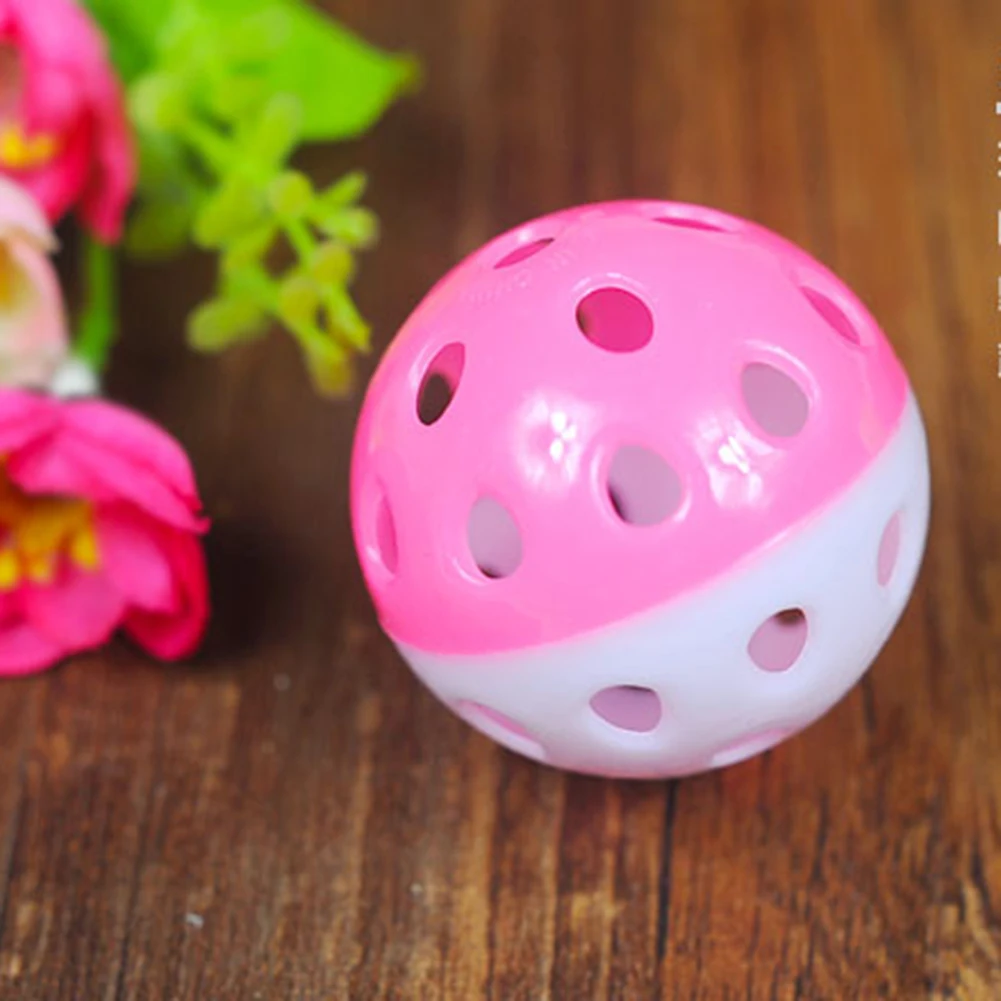 HOT SALE! Plastic Puppy Cat Round Play Ball with Bell Pounce Chase Rattle Pet Chew Toys