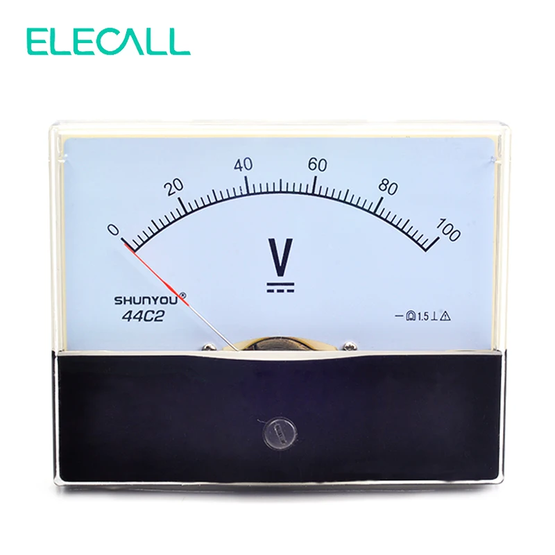 ELECALL DC Voltmeter 44C2 Analog Voltmeter 100V Square DC Voltage Panel
