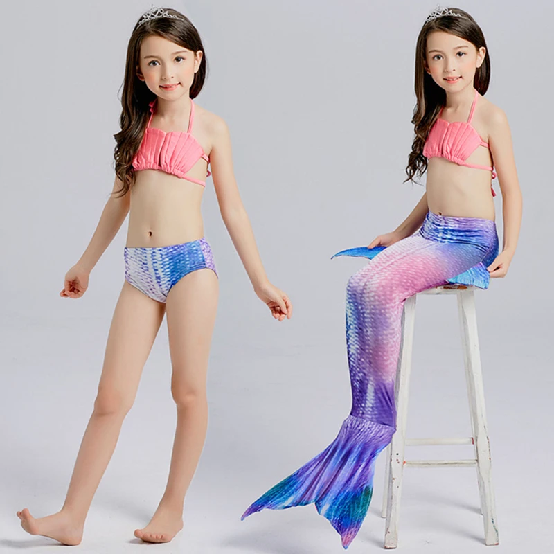 

3pcs/Set Mermaid tail For Swimming Kids/Children Mermaid Tail Summer Beach Vacation Dress Bikinis Bathing Costumes For Girls