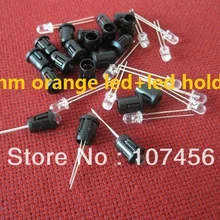 100 шт.) 3 мм Круглый Янтарный/оранжевый+ LED держатель 3 мм светло-светодиод экспресс