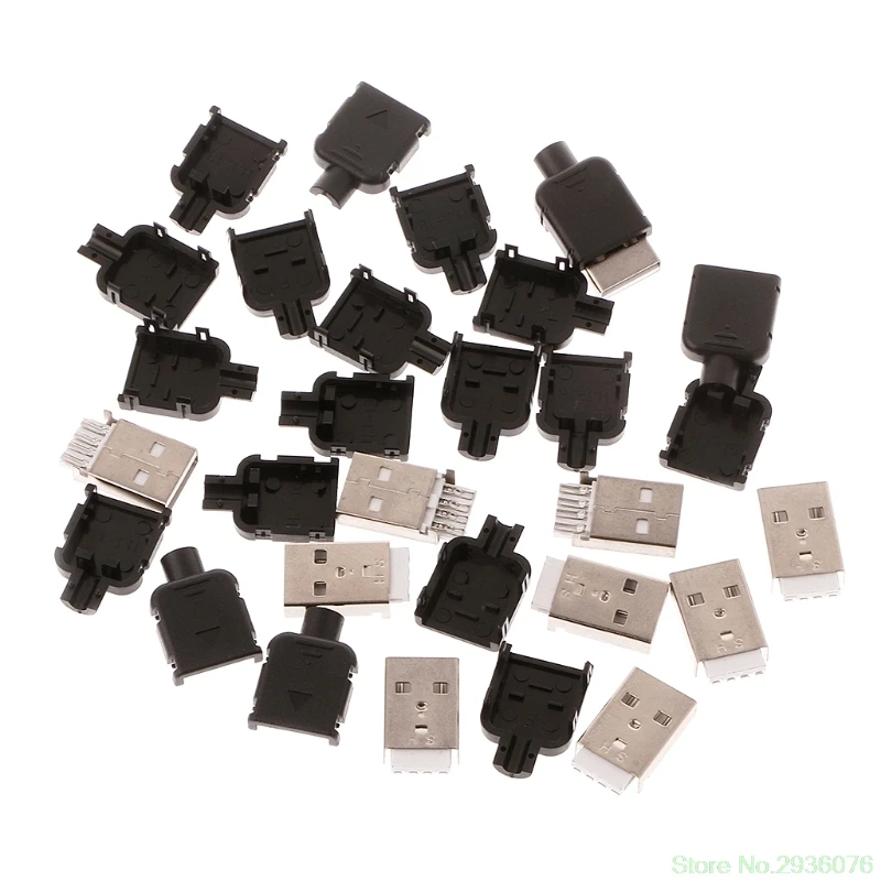 1   0Sets Type A USB 4 Pin Male Socket Kit Connector Plug