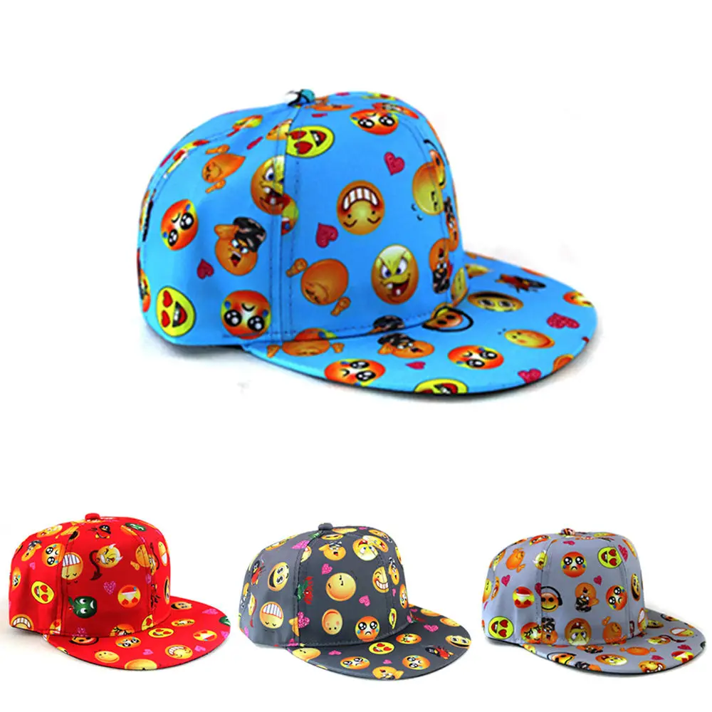

New Toddler Kids Cap Emoji Printing Snapback Baseball Cap Girls Boys Adjustable Hat Sport New Casual Hat