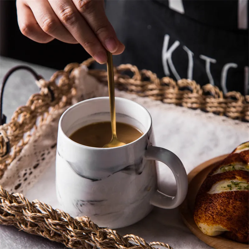 

1pc KINGLANG Ceramic Brief Style Marble Pattern Cup Ceramic Water Cup Milk Mug Coffee Mug Lovers Tableware
