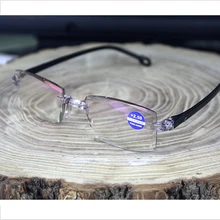 Очки для чтения без оправы Для женщин Для мужчин прозрачный синий светильник Блокировка выполненные компьютерные очки при дальнозоркости, устройство для чтения 1,0 1,5 2,0 2,5 3