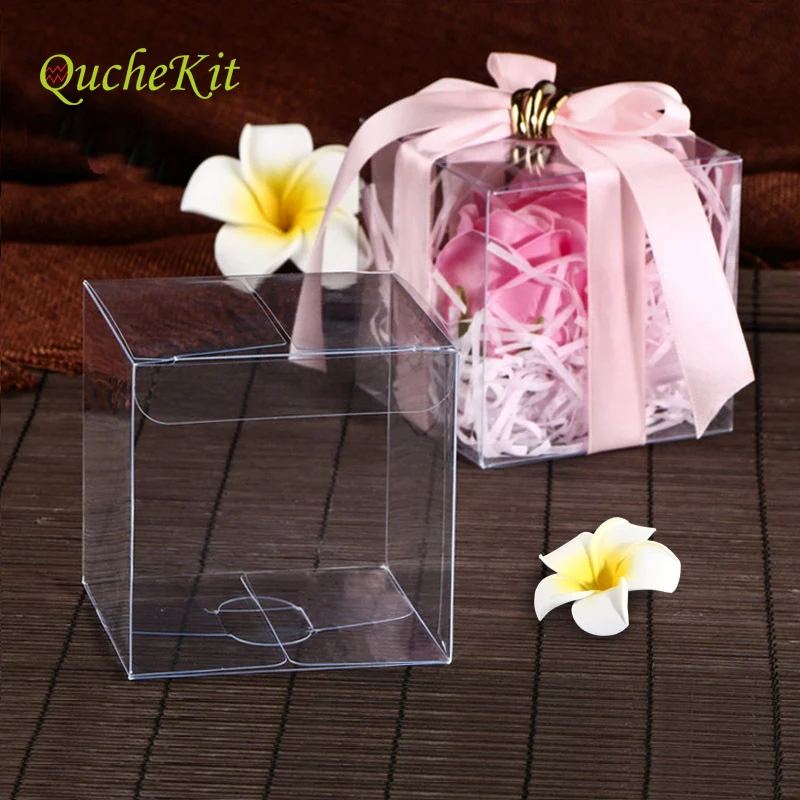 

50pcs/pack Square Waterproof PVC Plastic Boxes Transparent Gift Box Carry Cases Packaging Box For Jewelry Candy Toys Fruit
