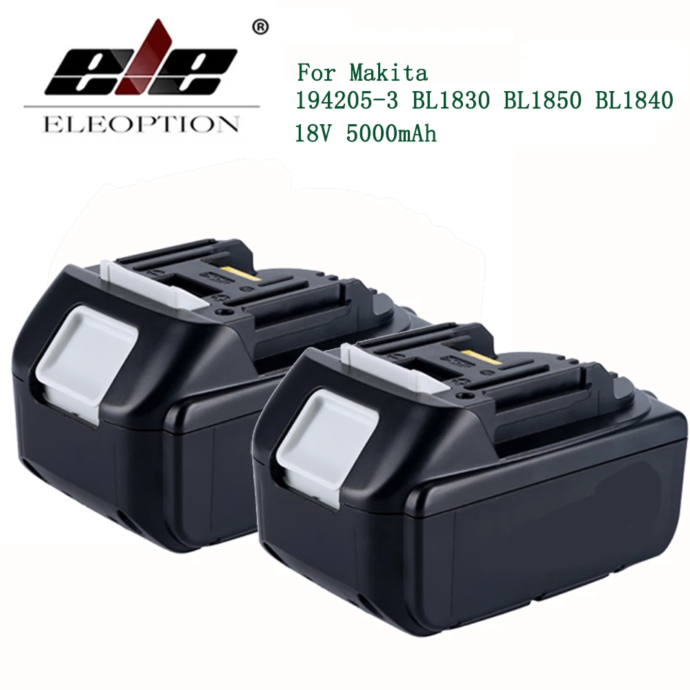 

ELE ELEOPTION 2PCS 18V 5000mAh Battery with LED Indicator for Makita LXT Lithium-Ion Power Tools 194205-3 BL1830 BL1850 BL1840