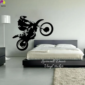 Etiqueta de la pared de Motocross dormitorio niño habitación suciedad bicicleta Moto bicicleta pared calcomanía niños habitación Bebé guardería vinilo decoración para el hogar arte DIY