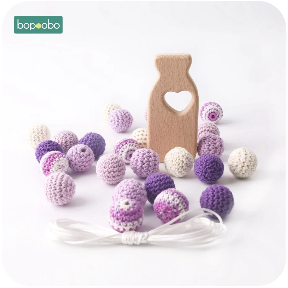 

Bopoobo 1set Wooden Bottle Teether Crochet Beads Wooden Nursing BPA Free Baby Teether Children Care Necklace Christmas Gifts