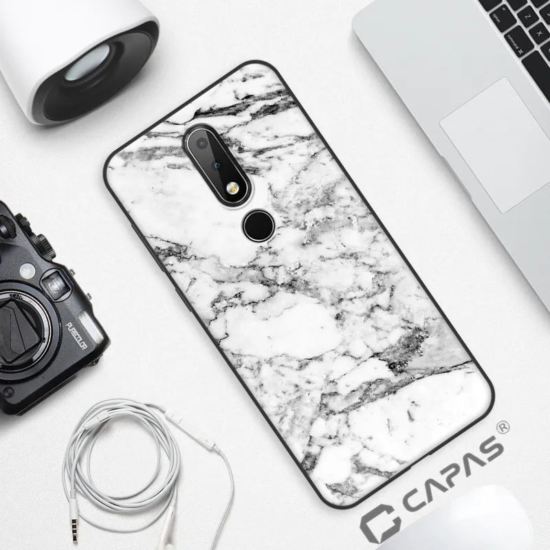 For Nokia X6 Case Shockproof Wood Grain Cover Soft TPU 6.1 Plus 2018 5.8&quot Painted Protective Shield |