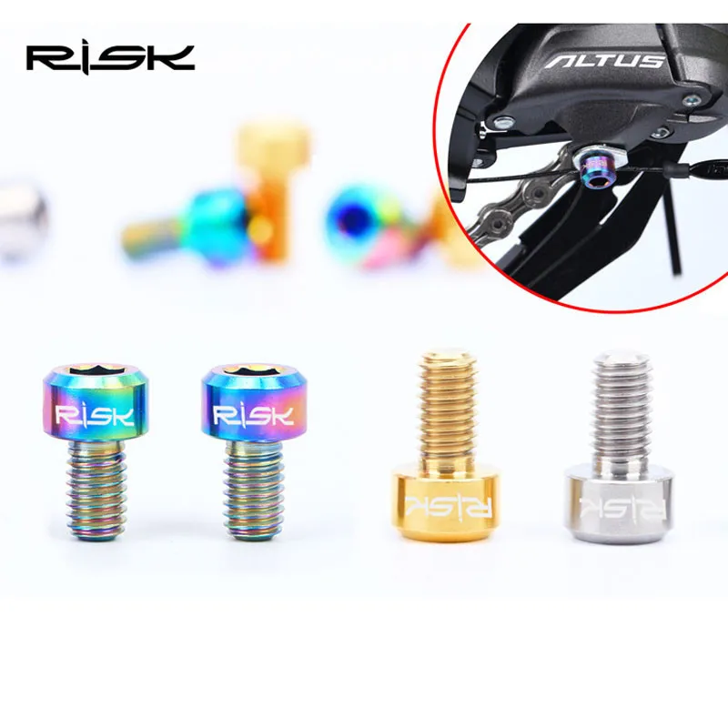 

RISK Mountain MTB Bike Front Rear Derailleur Titanium Alloy Allen Hex Tapered Head Bolts Screw M5x9mm 2 Packed Colorful