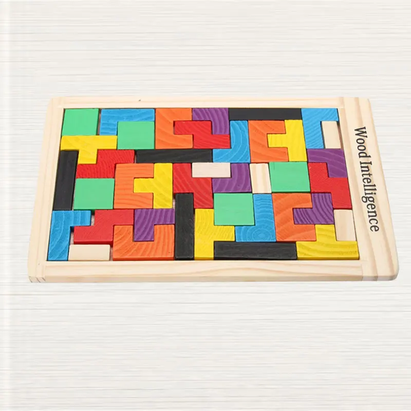Детские деревянные пазлы игрушки красочные Tangram головоломки для мозга