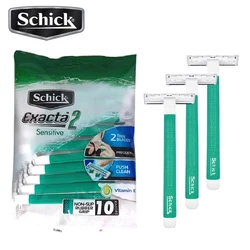 10 razors/lot Original SCHICK Exacta 2 Sensitive disposable Manual man face razor holder set Vitamin E for traveling & hotel