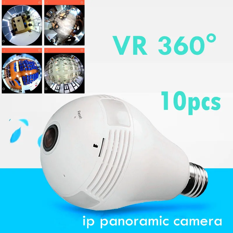 

wholesale 10pcs VR 360 degree wifi Fisheye camera v380 software wireless Panoramic light network light bulb audio